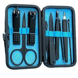 Manicure & Pedicure Set - 9 Piece Stainless Steel Kit w/Nail Clippers + Scissor